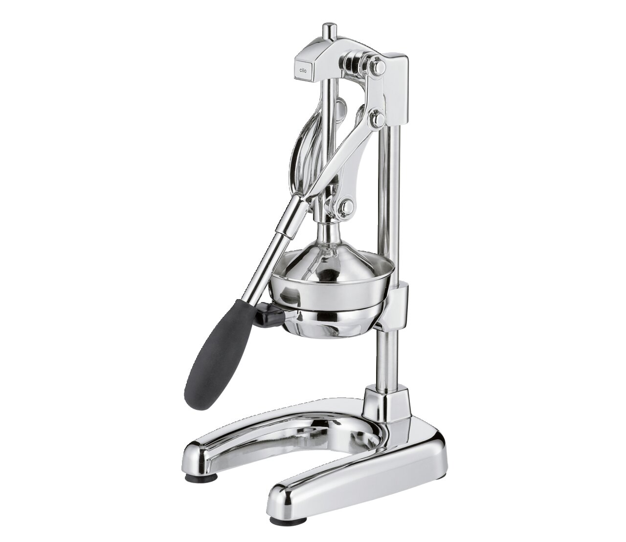 Cilio Profi-Saftpresse AMALFI Professionelle Saftpresse Amalfi aus Edelstahl, seitliche Perspektive