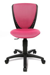 Pinkfarbener Kinder- und Jugendstuhl mit schwarzem Gestell, Vorderansicht