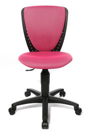 Pinkfarbener Kinder- und Jugendstuhl mit schwarzem Gestell, Vorderansicht