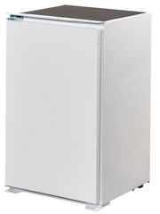 Weißer Kühlschrank aus seitlicher Perspektive