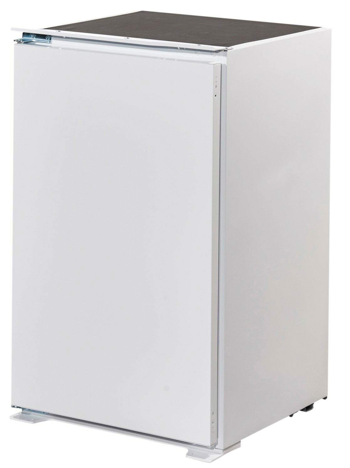 Weißer Kühlschrank aus seitlicher Perspektive