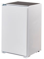 Weißer Kühlschrank aus seitlicher Perspektive