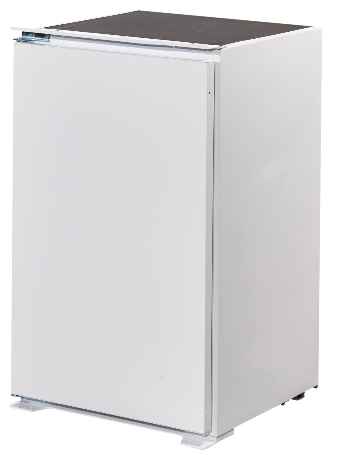 Weißer Kühlschrank aus seitlicher Perspektive