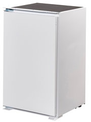 Weißer Kühlschrank aus seitlicher Perspektive