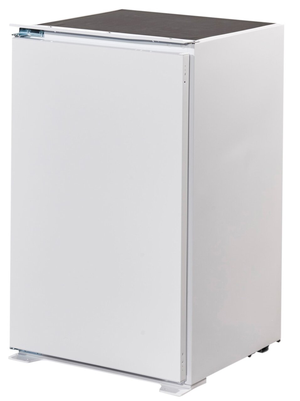 Weißer Kühlschrank aus seitlicher Perspektive