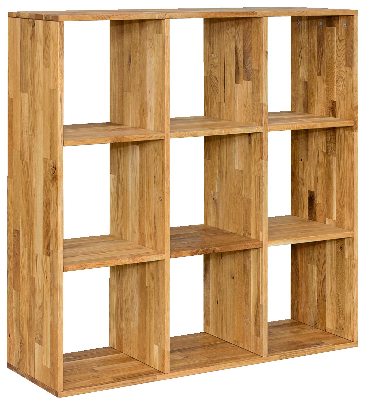 Livetastic Regal CUBE Holzregal 3x3 mit neun offenen Fächern, seitliche Perspektive