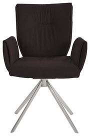 Drehbarer Sessel der Serie JAZZ von Dieter Knoll in schwarzem Stoff mit Metallgestell, Frontalansicht.