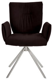 Drehbarer Sessel der Serie JAZZ von Dieter Knoll in schwarzem Stoff mit Metallgestell, Frontalansicht.