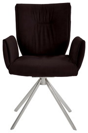 Drehbarer Sessel der Serie JAZZ von Dieter Knoll in schwarzem Stoff mit Metallgestell, Frontalansicht.