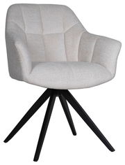 Beiger Armlehnstuhl ANNA mit schwarzem Metallgestell, Vorderansicht