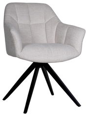 Beiger Armlehnstuhl ANNA mit schwarzem Metallgestell, Vorderansicht