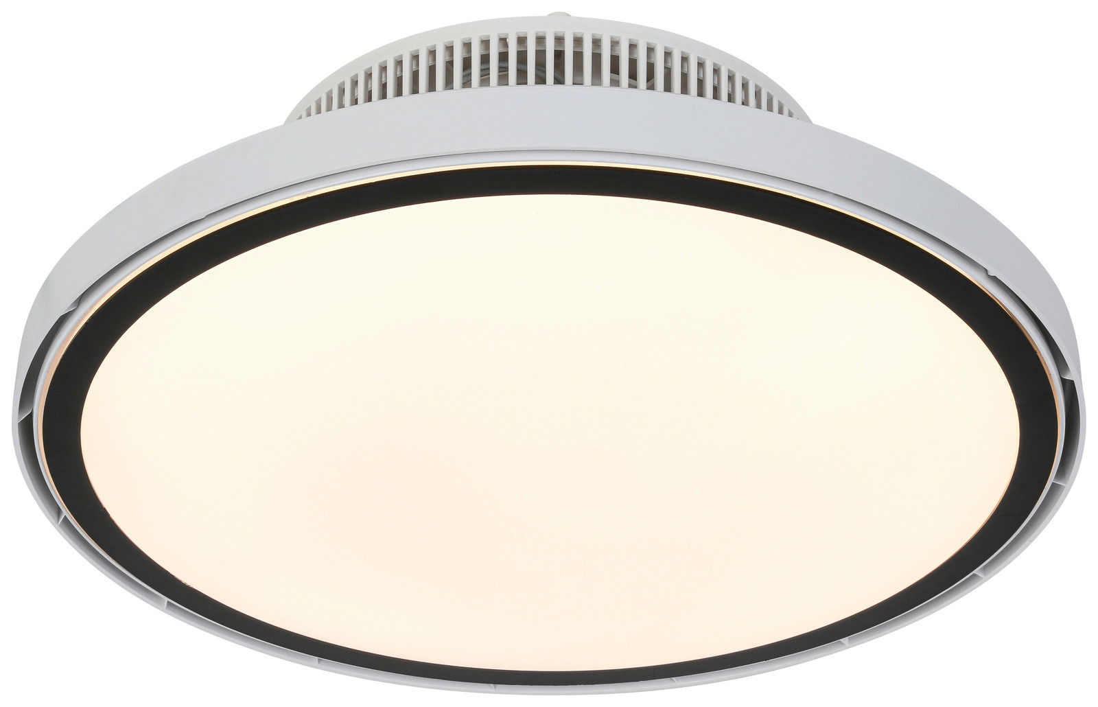 Moderner Deckenventilator mit integrierter Beleuchtung, Ansicht von unten