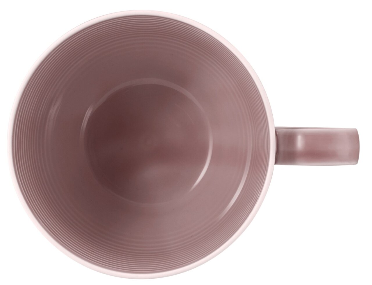 Bovenaanzicht van een roze koffiekopje met oor, inhoud 0,26 l