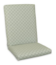 Mittellehnerauflage mit grünem Rautenmuster, seitliche Perspektive