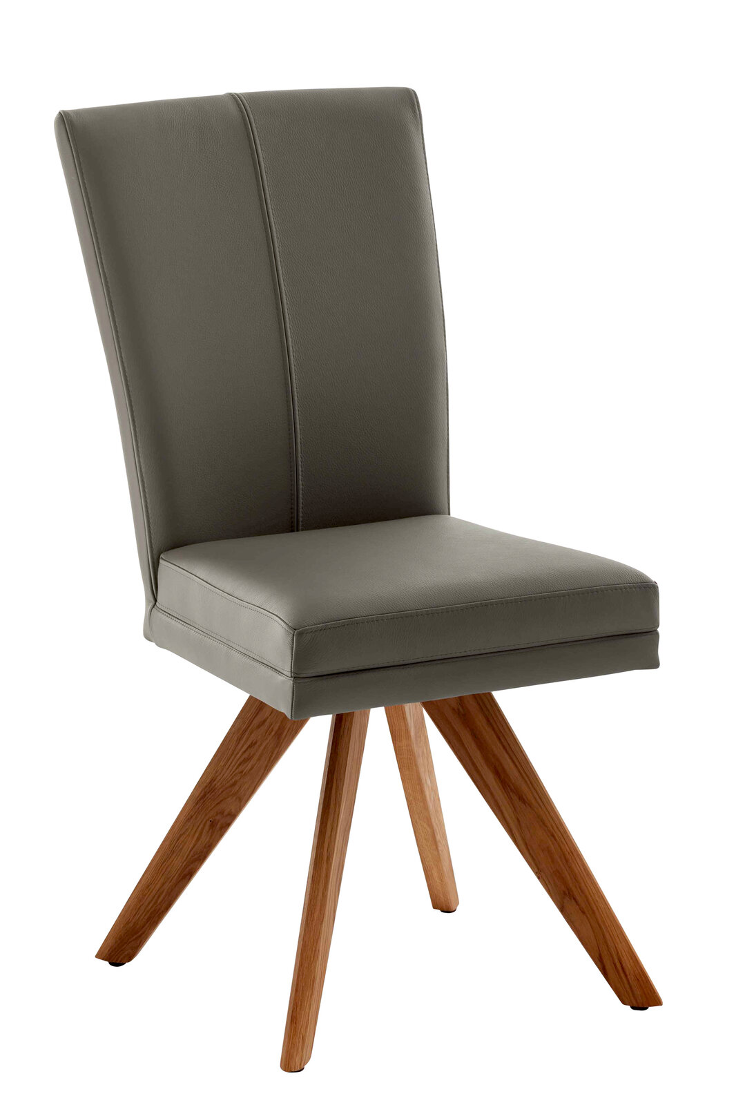 Valdera Stuhl COLORA Moderner Stuhl mit grauem Polster und Holzbeinen, seitliche Perspektive