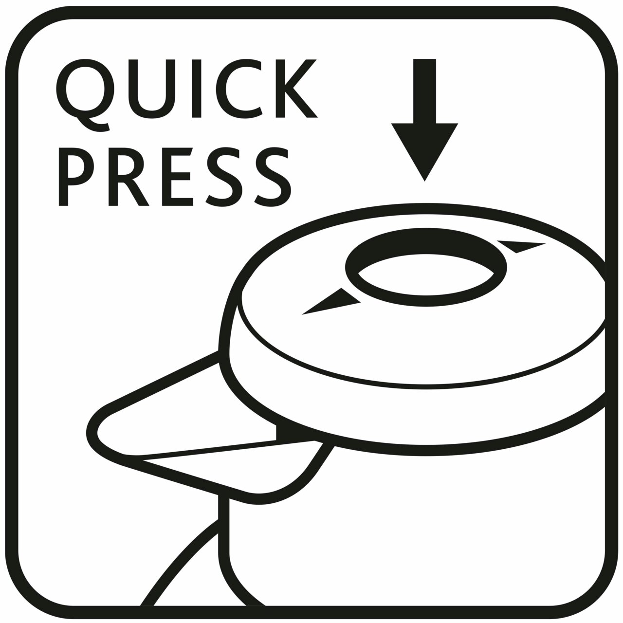 Illustration der Isolierkanne SAMBA türkis mit Quick-Press-Verschluss, Ansicht von oben.