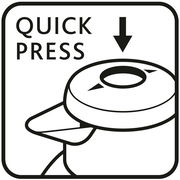 Illustration der Isolierkanne SAMBA türkis mit Quick-Press-Verschluss, Ansicht von oben.