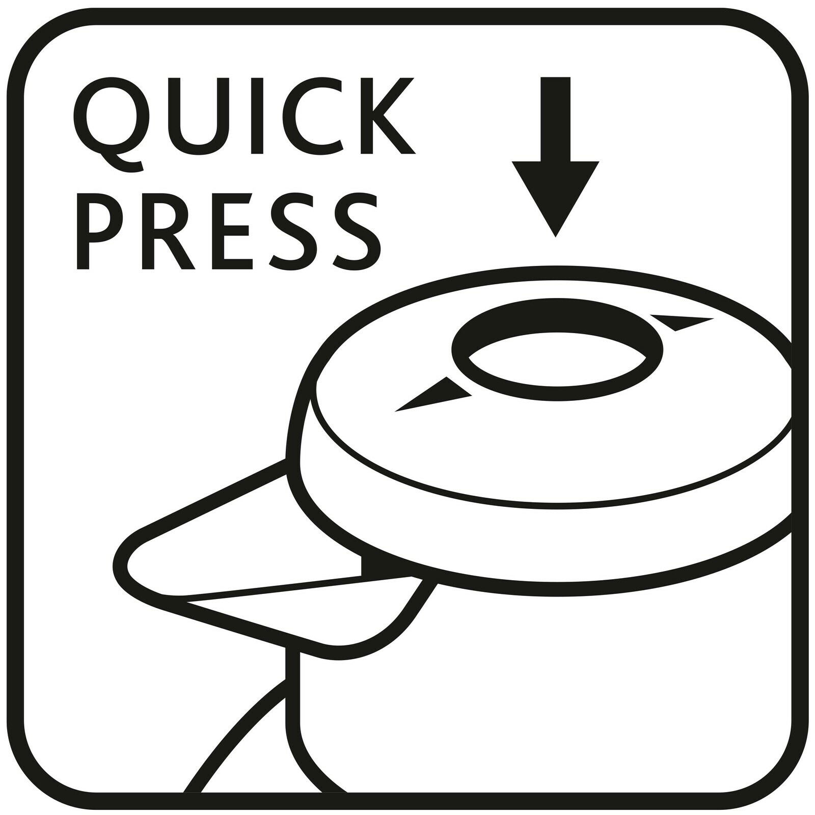 Illustration der Isolierkanne SAMBA türkis mit Quick-Press-Verschluss, Ansicht von oben.