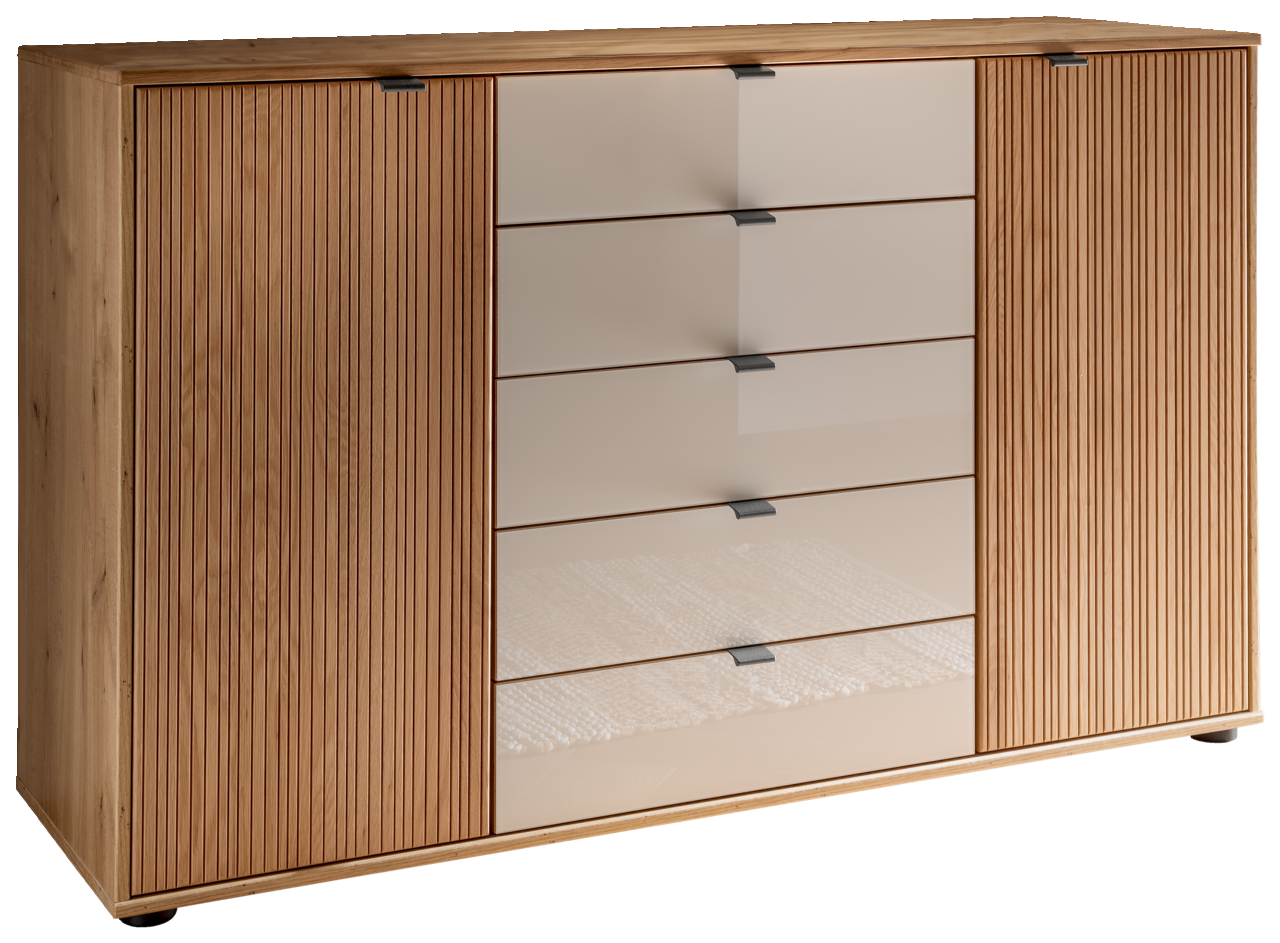 Venda Kombikommode NEW YORK Kombikommode aus Holz mit zwei Türen und fünf Schubladen, Frontansicht