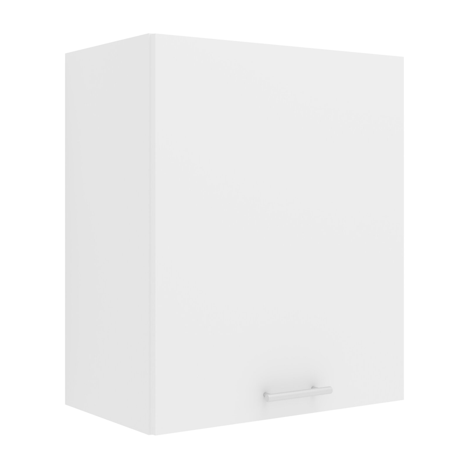 VCM Hängeschrank ESILO Weißer Hängeschrank/Wandschrank mit glatter Front und horizontalem Griff, freigestellt vor weißem Hintergrund, Ansicht schräg von vorne links (3/4-Perspektive)