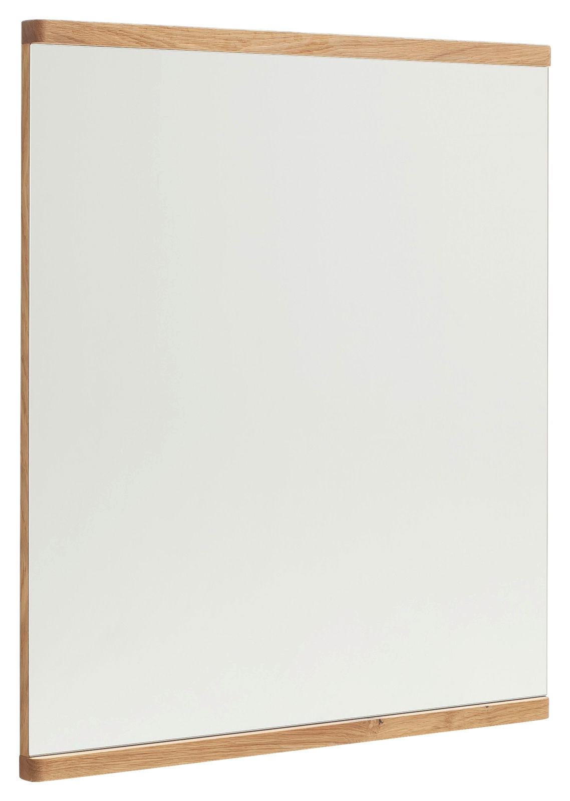 Rechteckiger Wandspiegel mit Holzrahmen, seitliche Perspektive
