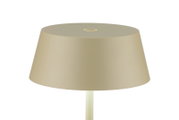 Akku-Tischleuchte in Beige, seitliche Perspektive