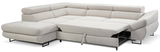 Beige Ecksofa mit ausziehbarem Bett, Perspektive von vorne links