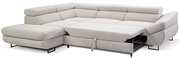 Beige Ecksofa mit ausziehbarem Bett, Perspektive von vorne links