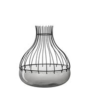 Dekoschale Giardino 25cm aus Glas mit schwarzem Drahtgestell, seitliche Perspektive