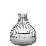 Dekoschale Giardino 25cm aus Glas mit schwarzem Drahtgestell, seitliche Perspektive