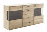 Holz-Sideboard mit Glasfronten, Perspektive von vorne links