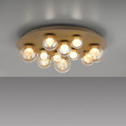 LED-Deckenleuchte mit mehreren kugelförmigen Glühbirnen, von unten betrachtet