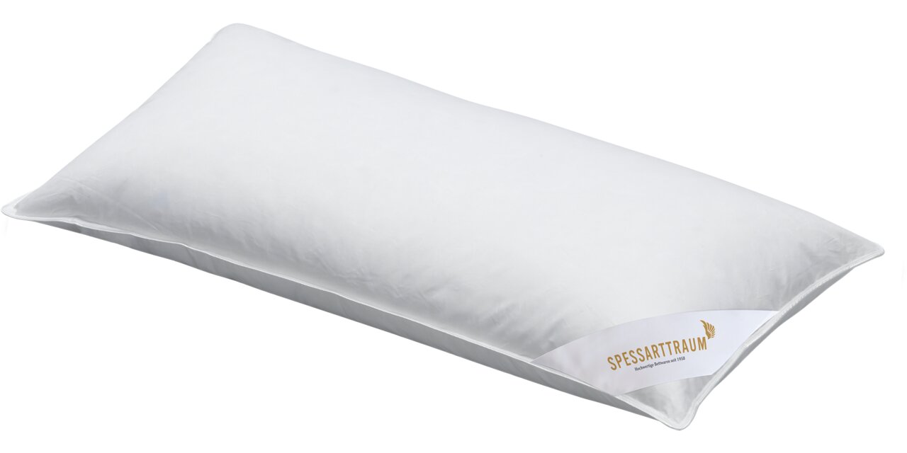 Spessarttraum 3-Kammerkissen PREMIUM 3-Kammerkissen 40x80cm in schräger Perspektive, weiße Farbe mit Spessarttraum-Logo
