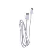 Weißes USB-zu-USB-C-Kabel, von oben fotografiert.