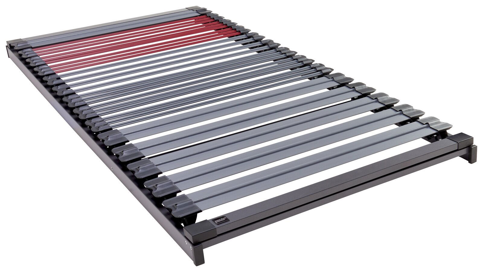 Dieter Knoll Fiberglasrahmen CARELLA Fiberglasrahmen 90 x 200 cm aus der Perspektive von oben, zeigt die stabilen Latten in verschiedenen Farben.