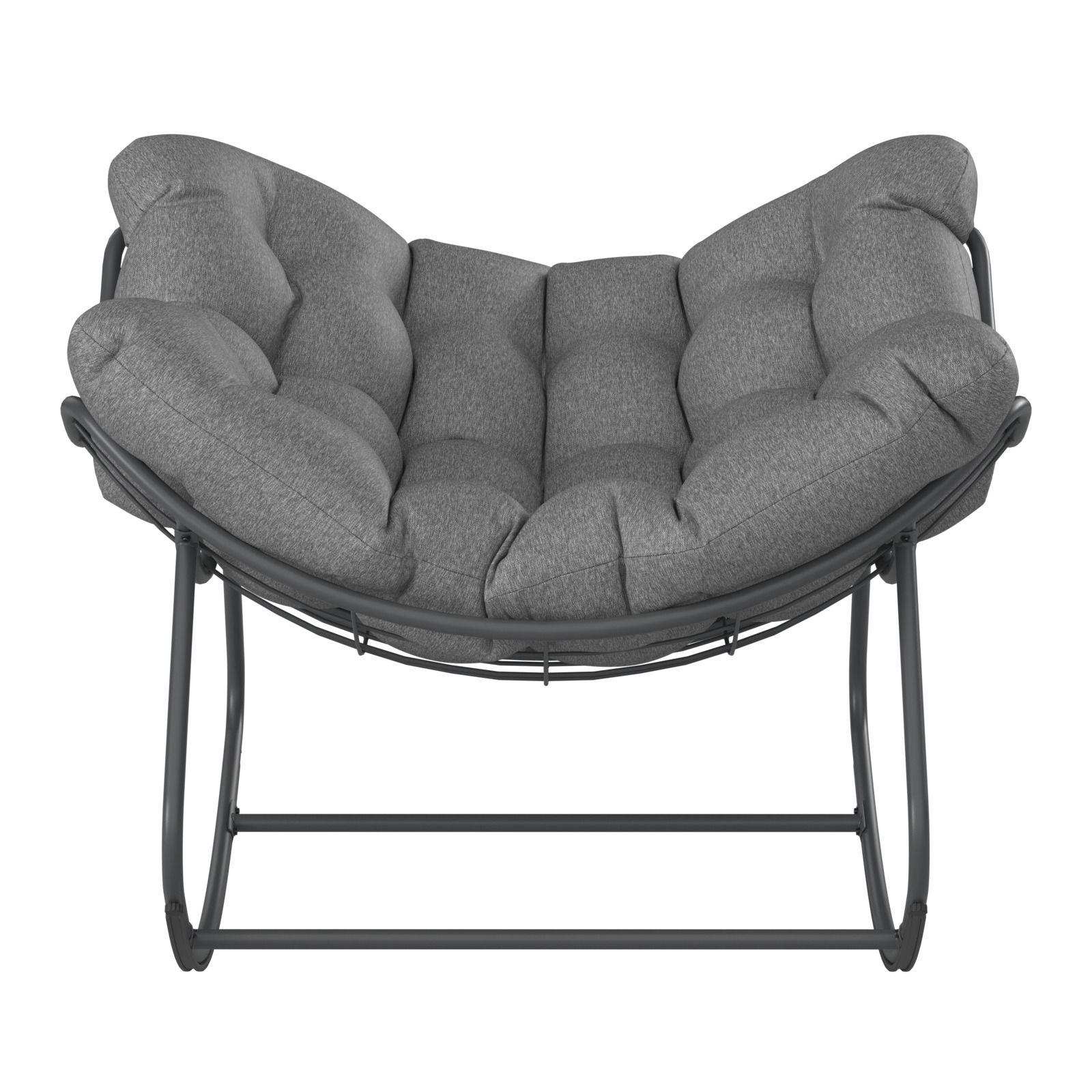 Grauer Schaukelsessel mit gepolstertem Sitz, Ansicht von oben