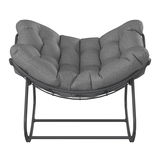 Grauer Schaukelsessel mit gepolstertem Sitz, Ansicht von oben