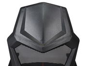 Rückansicht eines Gaming Stuhls mit futuristischem Design und Netzrückenlehne.