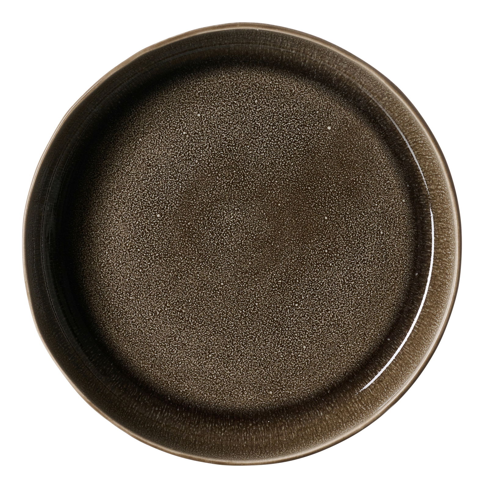 Brauner Suppenteller mit feiner Textur, Draufsicht