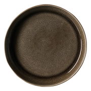 Brauner Suppenteller mit feiner Textur, Draufsicht