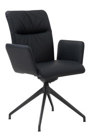 Schwarzer Armlehnstuhl mit modernem Design, seitliche Perspektive