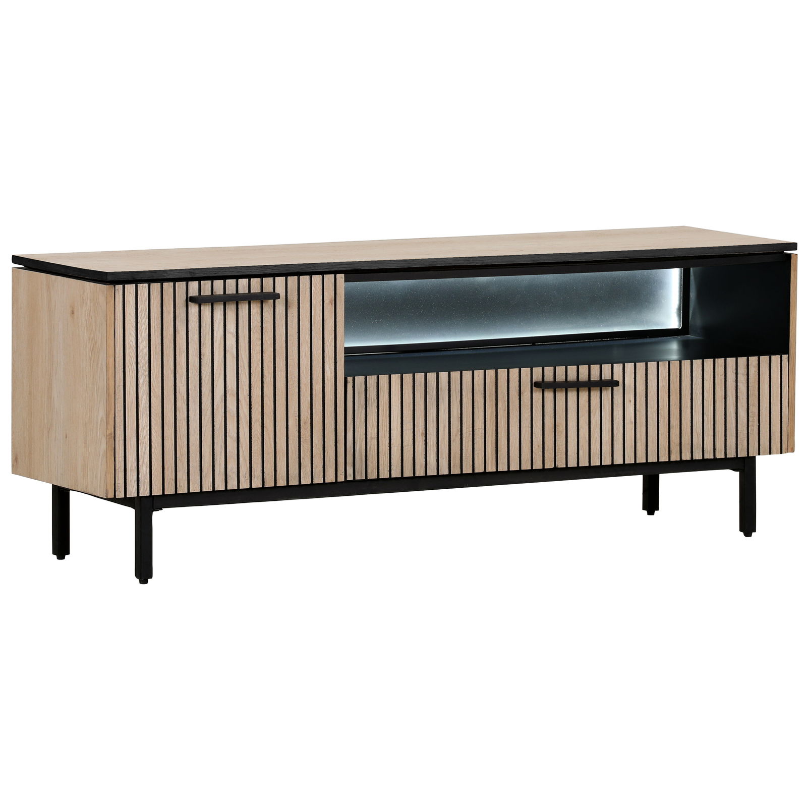 Z2 TV-Lowboard PANAMA TV-Lowboard aus Holz mit schwarzen Akzenten, Frontansicht