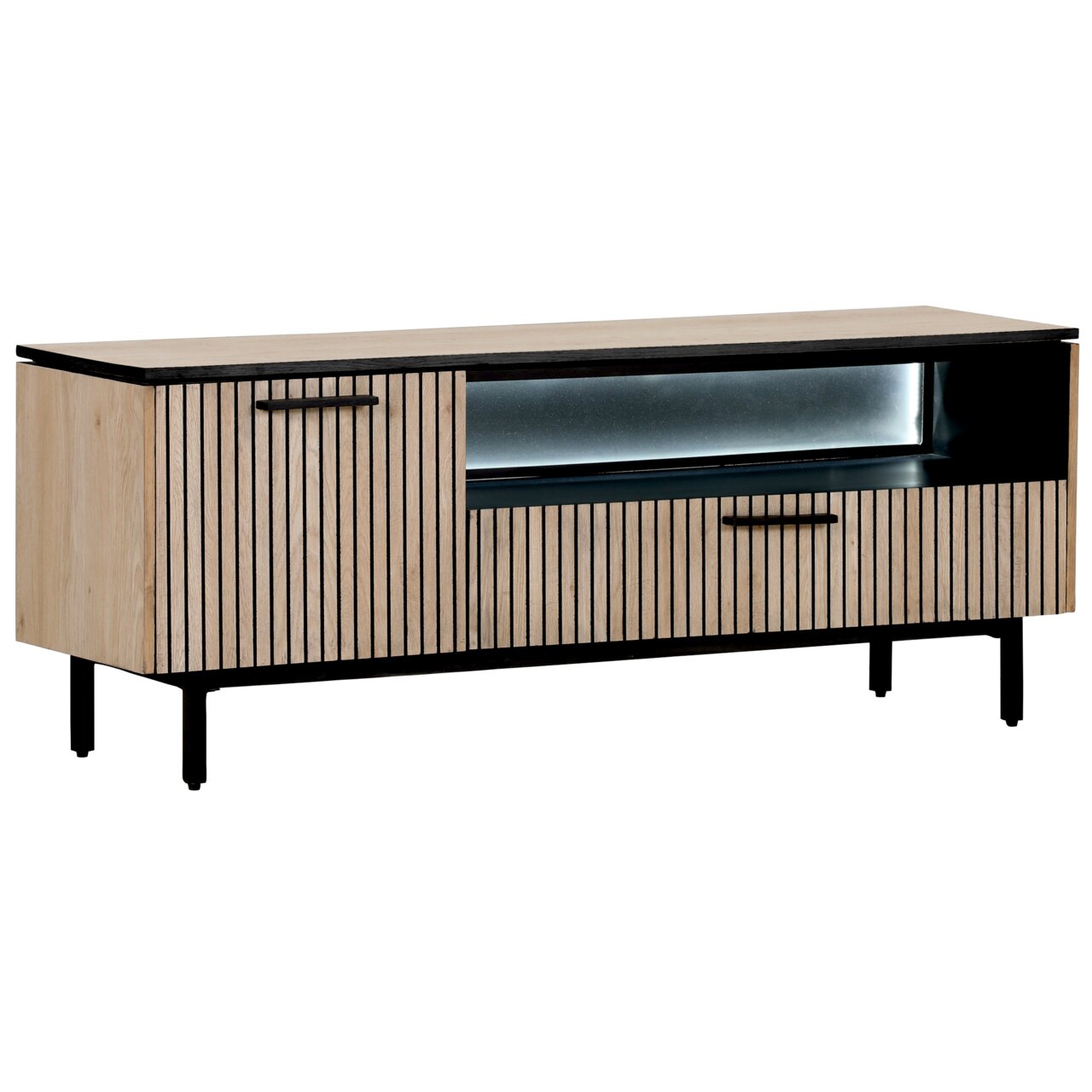 Z2 Tv-kast PANAMA Houten tv-lowboard met zwarte accenten, vooraanzicht
