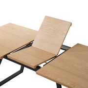 Esstisch mit ausziehbarer Funktion, Holzoptik, seitliche Perspektive