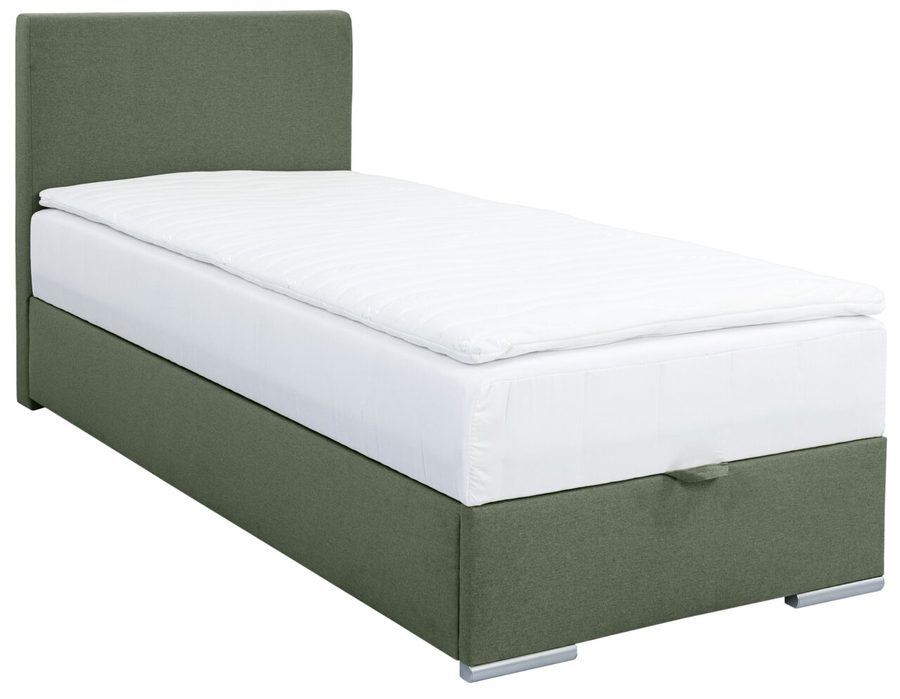 Boxbed 90 in groen, zijaanzicht