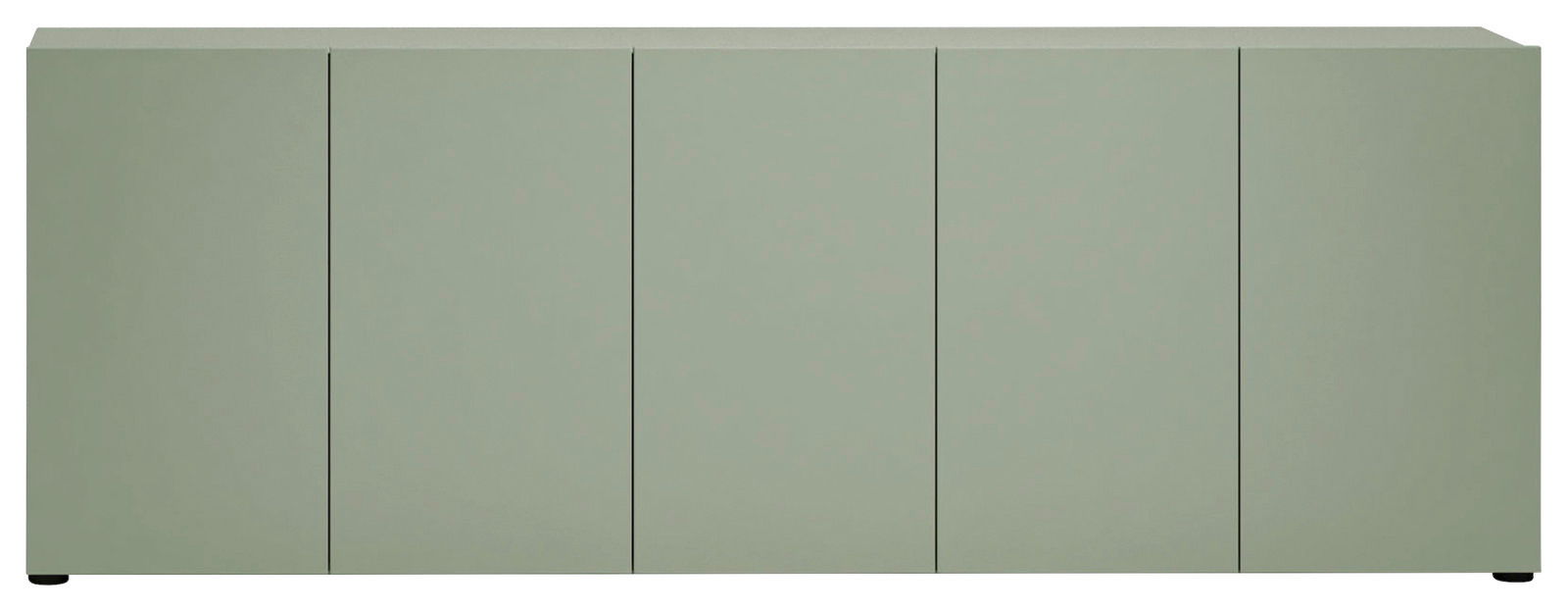 Grünes XL-Sideboard mit fünf Türen, frontale Ansicht