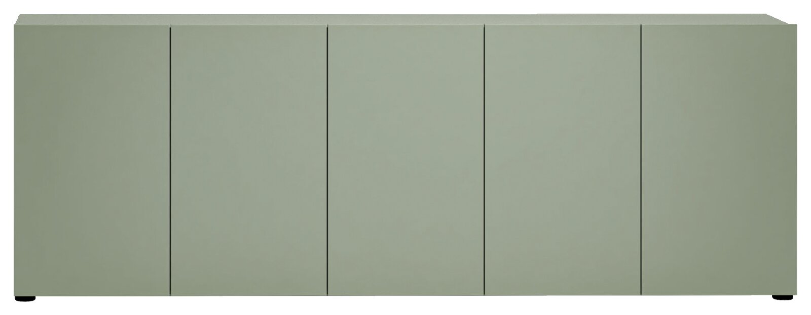 Grünes XL-Sideboard mit fünf Türen, frontale Ansicht