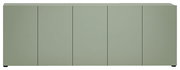 Grünes XL-Sideboard mit fünf Türen, frontale Ansicht