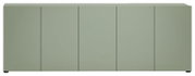 Grünes XL-Sideboard mit fünf Türen, frontale Ansicht