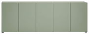 Grünes XL-Sideboard mit fünf Türen, frontale Ansicht